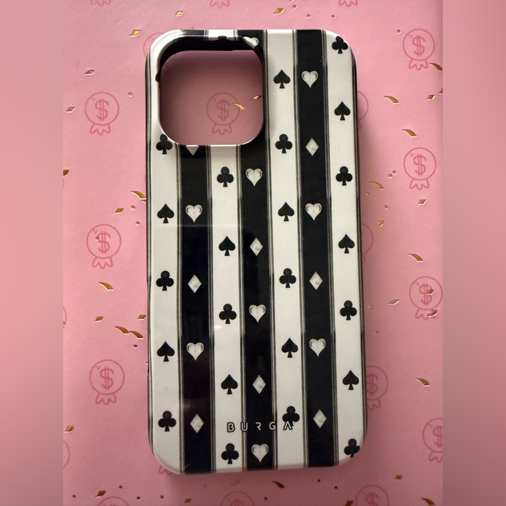 Burga Striped Playing Card Suit iPhone Case - Black & White